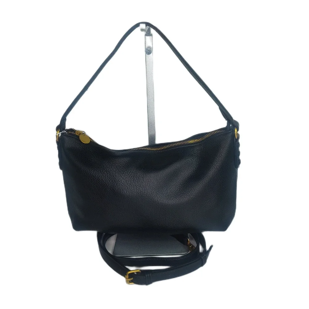 STYLE & CO Pebble Medium Zippered Shoulder & Cossbody Bag-Deep Black-NWOT